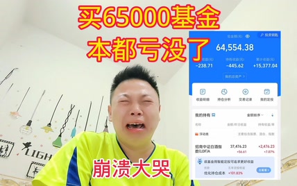 打工娃买65000基金，现在大跌本都亏没了，忍不住崩溃大哭